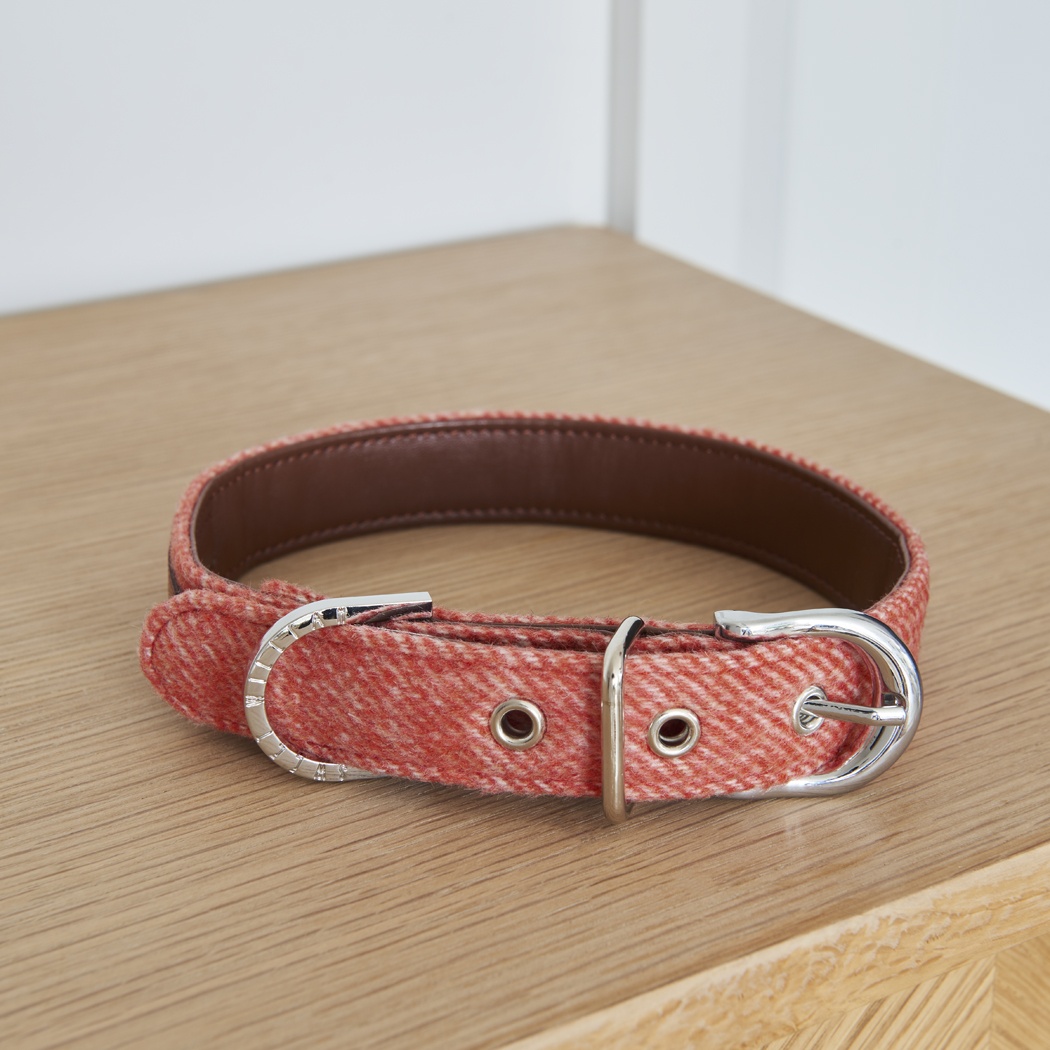 Medium Red Tweed Dog Collar