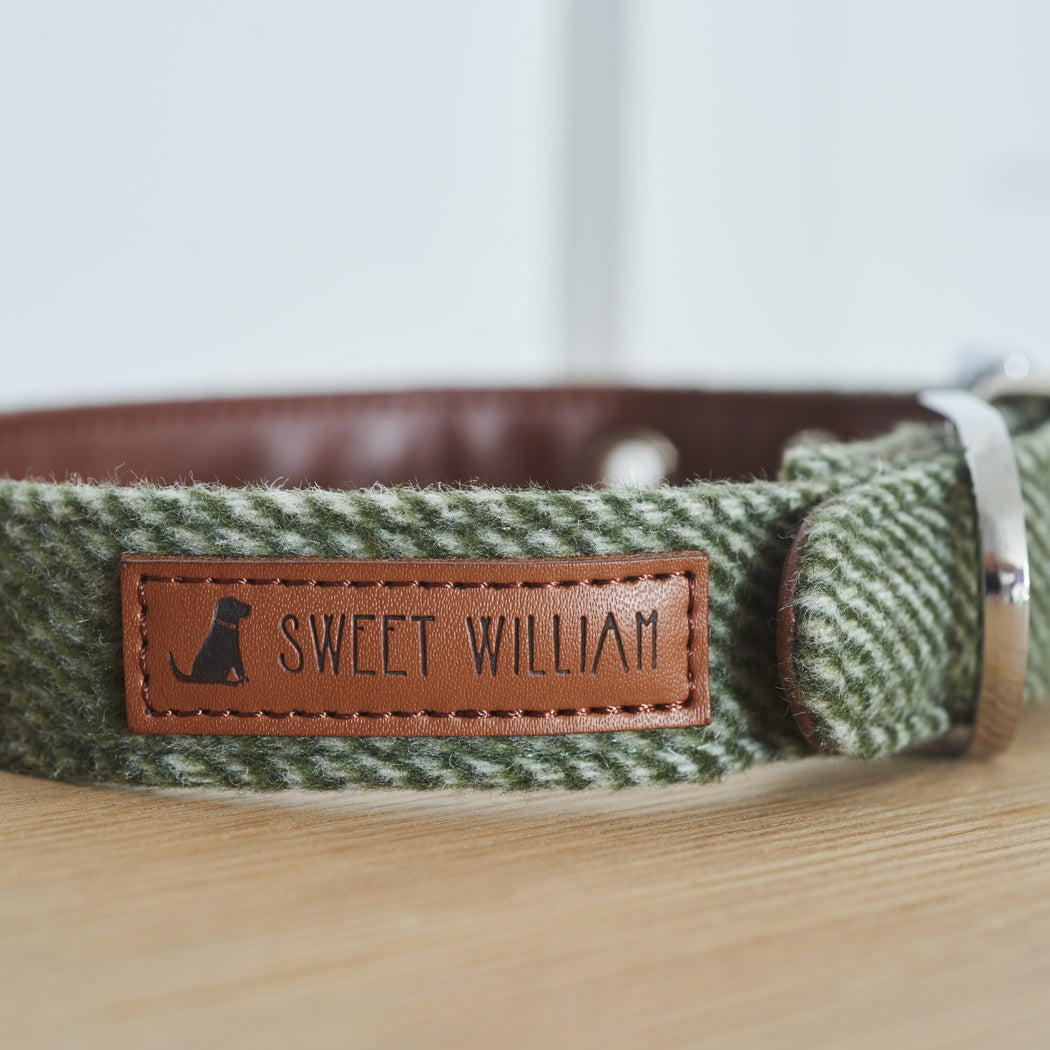 Large Green Tweed Dog Collar