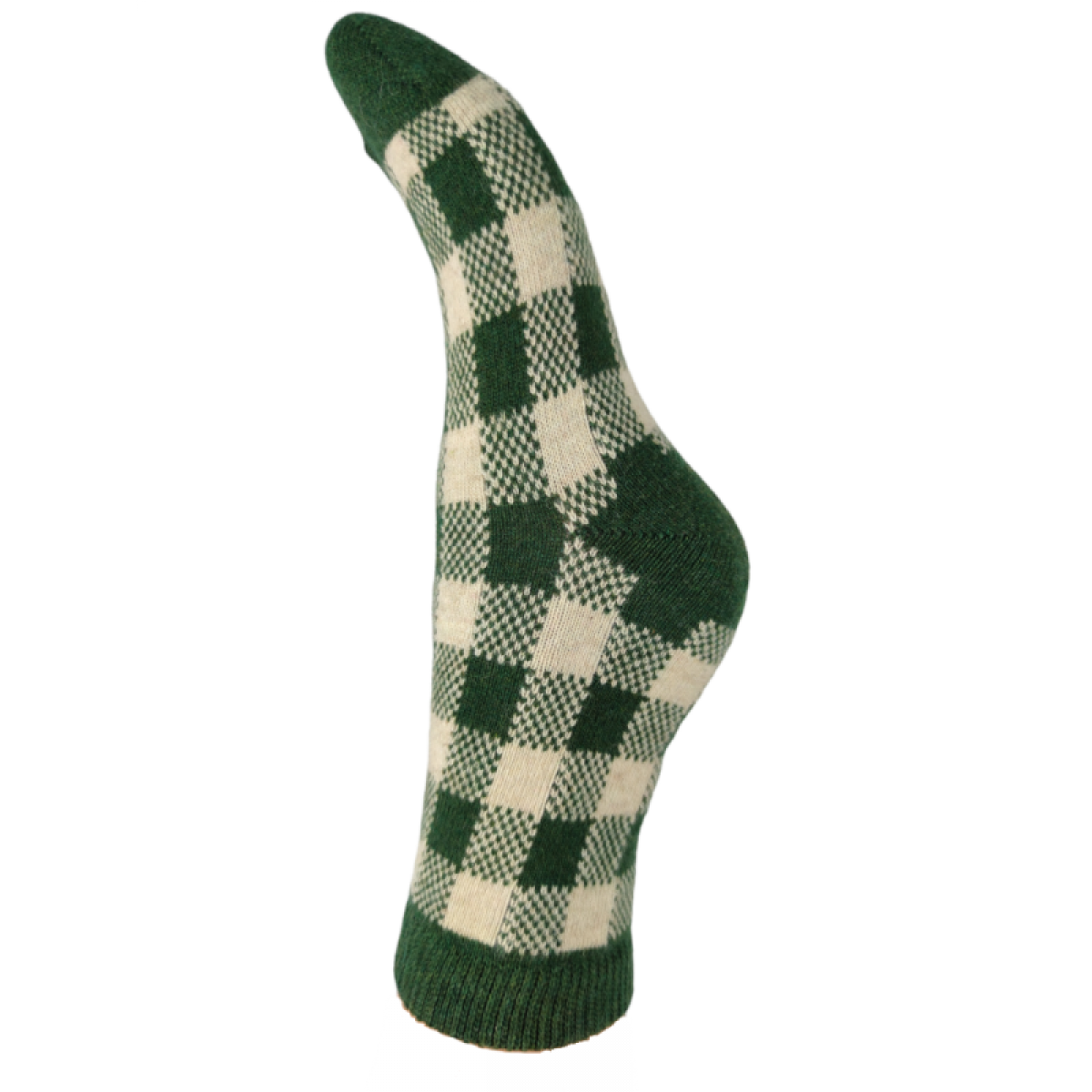Joya Green Checked Wool Blend Ladies Socks