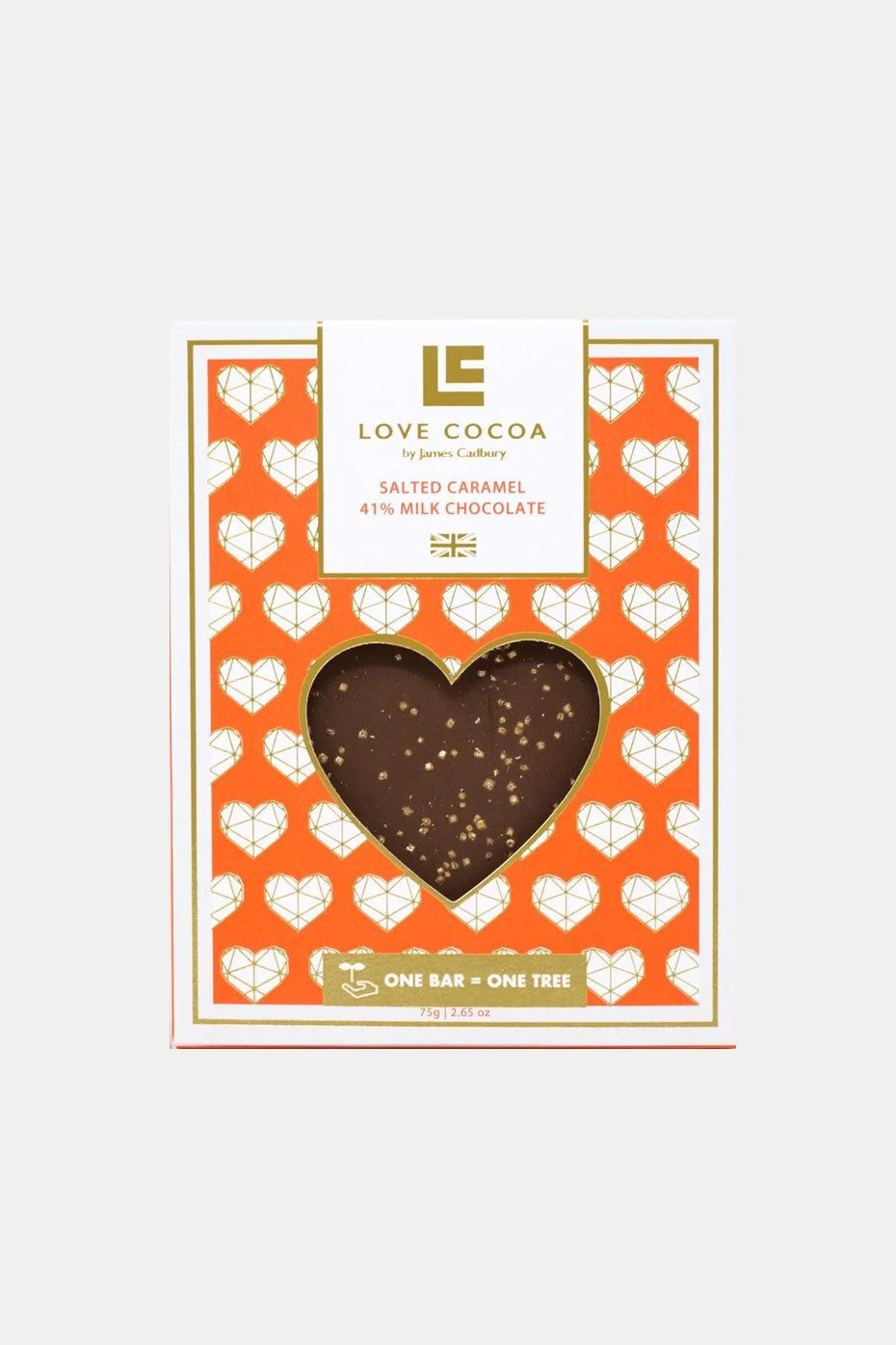 Love Cocoa Salted Caramel Love Heart Milk Chocolate Bar