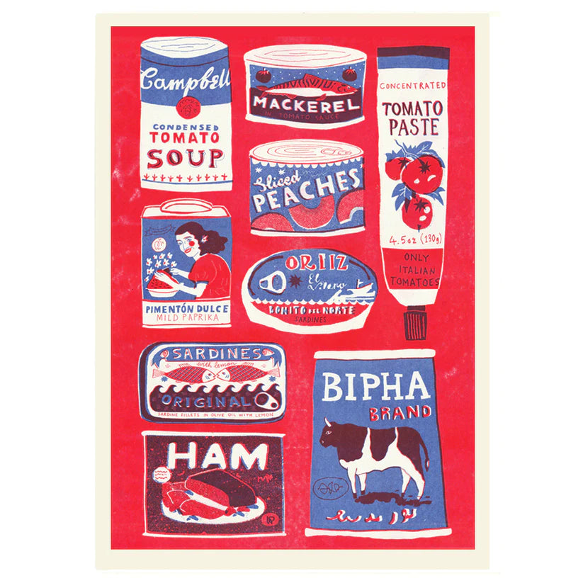 Red Tins Collection A3 Risograph Print