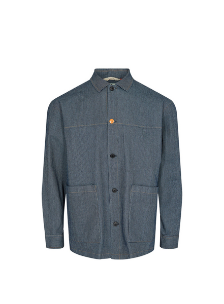 Karsten Striped Overshirt In Dark Navy