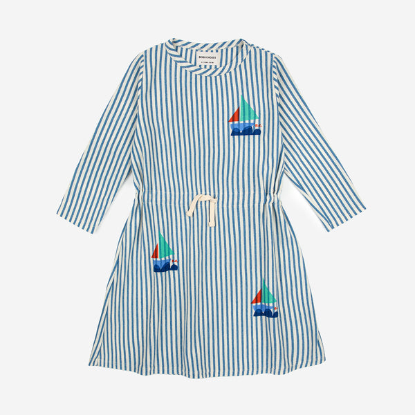 Blue Stripes Long Sleeve Dress