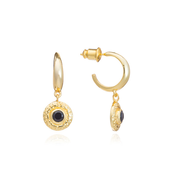 AZUNI LONDON Luna Gemstone Hoop Earrings Gold