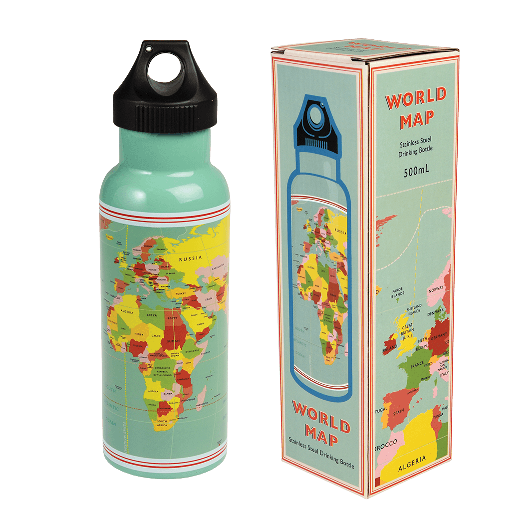 Rex London Stainless Steel Bottle World Map
