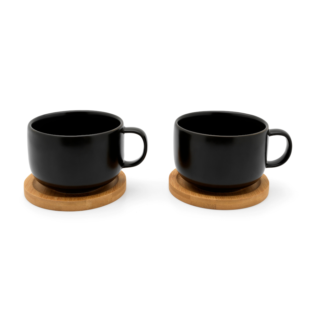 Bredemeijer Holland Tea Cups Umea Design In Stoneware 250ml Black Set Of 2