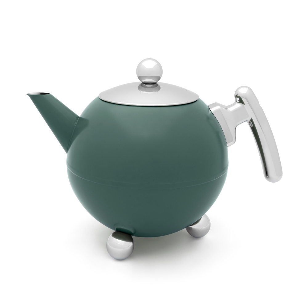 Bredemeijer Holland Bredemeijer Teapot Double Wall Bella Ronde Design 1.2l In Emerald Green With Chrome Fittings