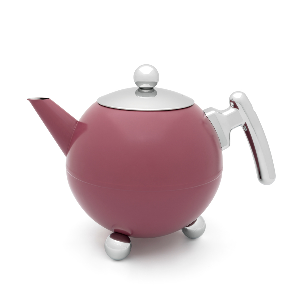 Bredemeijer Holland Bredemeijer Teapot Double Wall Bella Ronde Design 1.2l In Mauve With Chrome Fittings