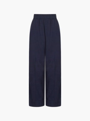 Crinkle Cotton Trousers - Navy