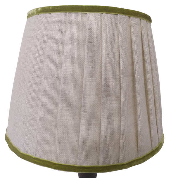 Shade - Pleated Natural Jute With Green Velvet Trim Large