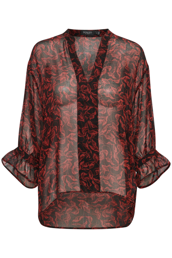 Soaked in Luxury  Paprika Leaf Print Luciana Blouse