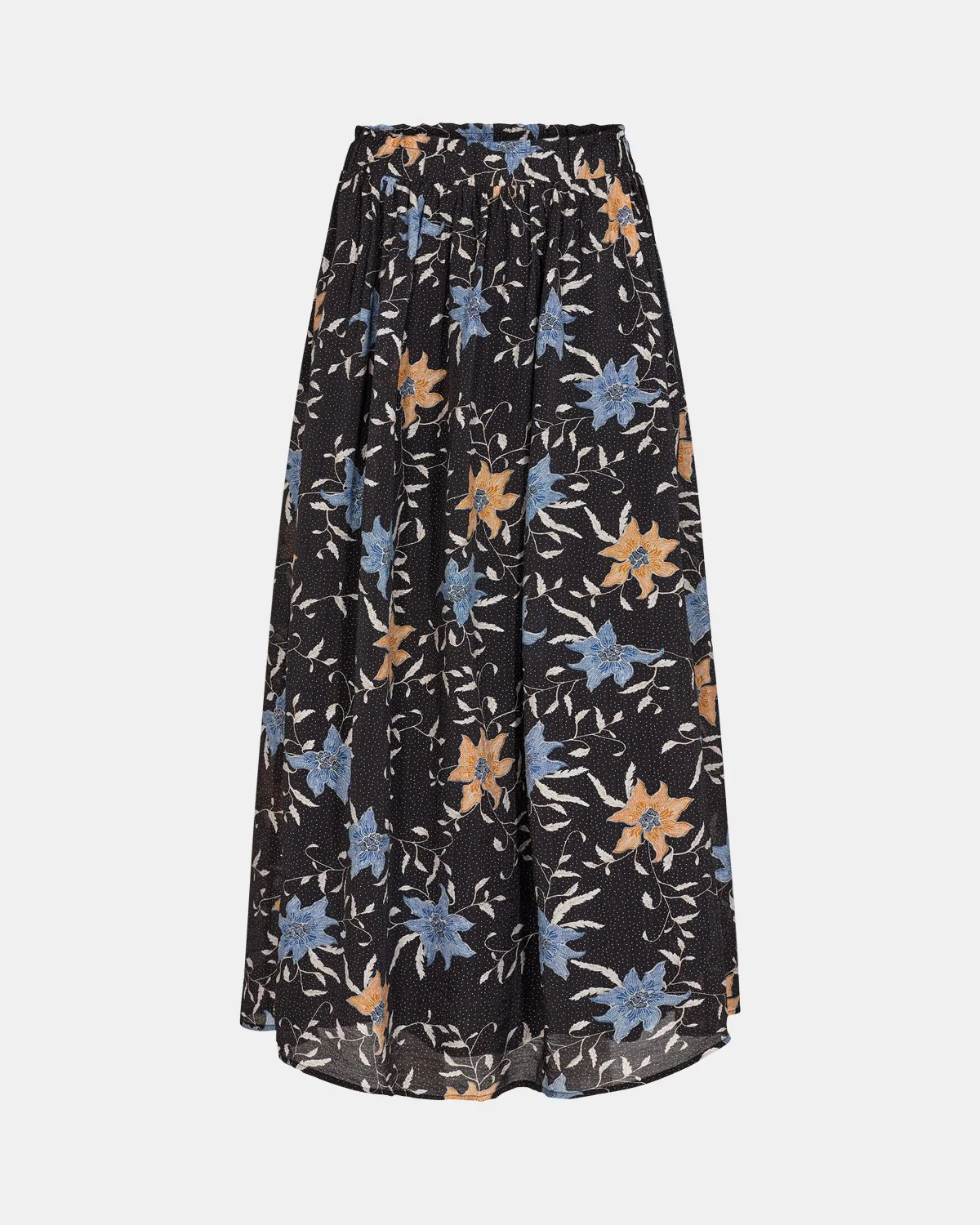 Black Leaf Print Skirt