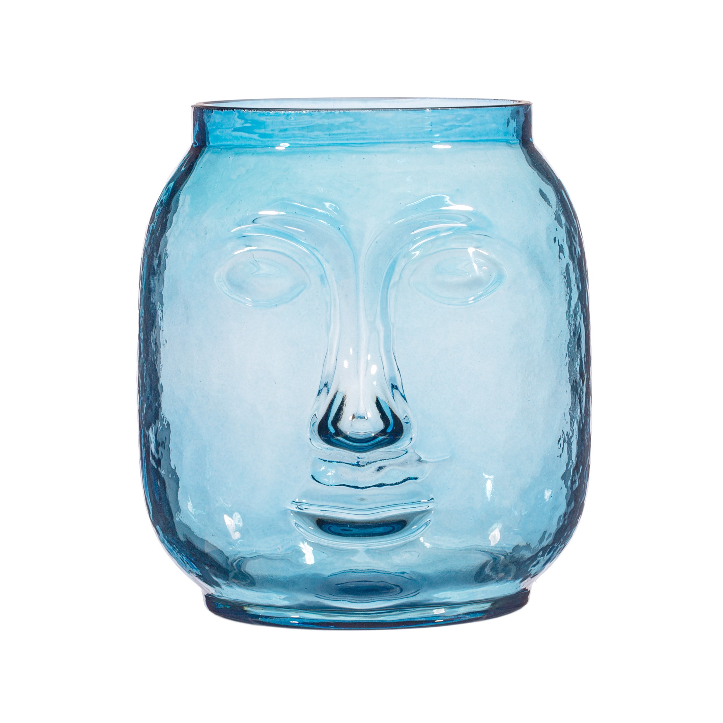 Glass Blue Face Vase