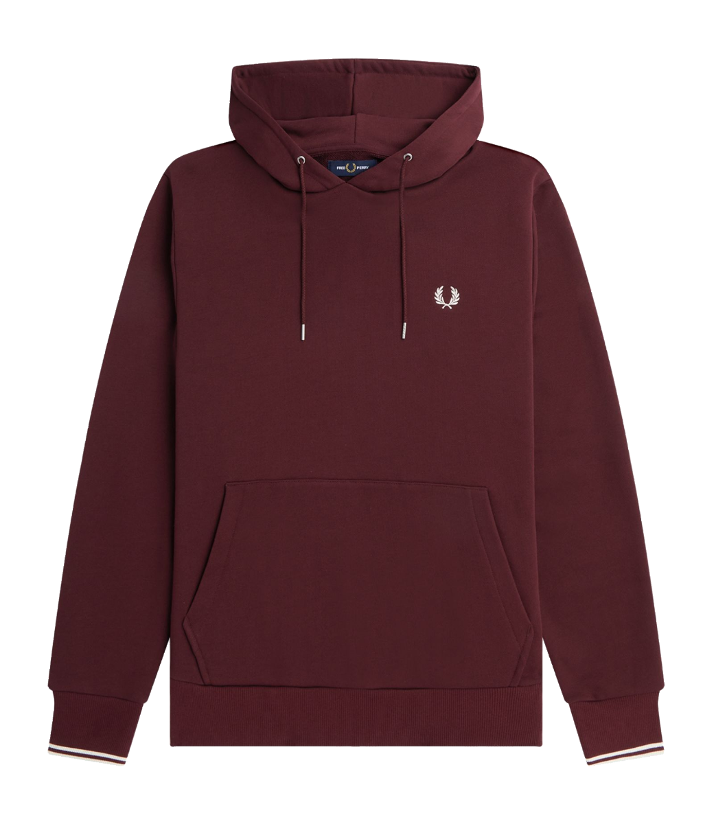 Fred Perry Fred Perry Tipped Hooded Sweatshirt Oxblood