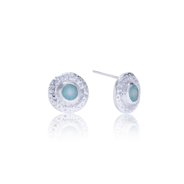 AZUNI LONDON Luna Gemstone Stud Earrings Silver