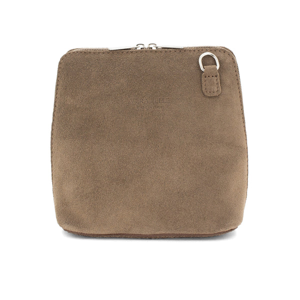 Leather Crossbody Suede In Taupe