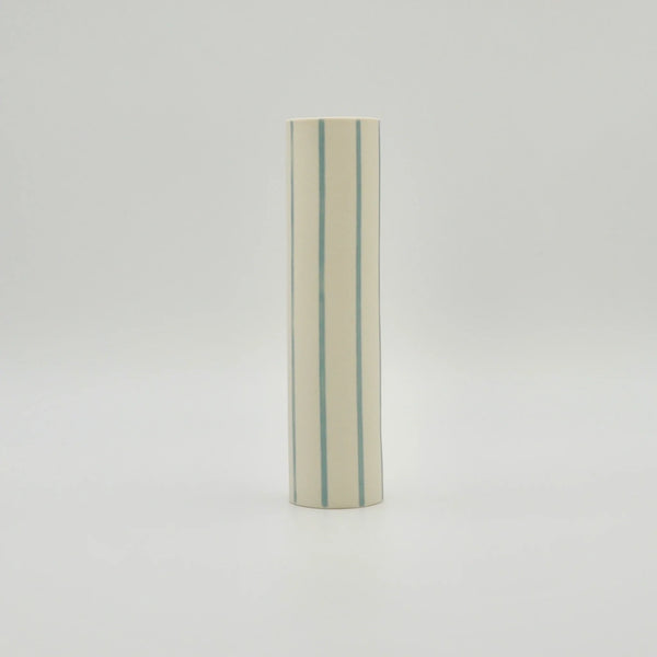 Aeyglom Ceramics Striped Stem Vase With Turquoise Stripes