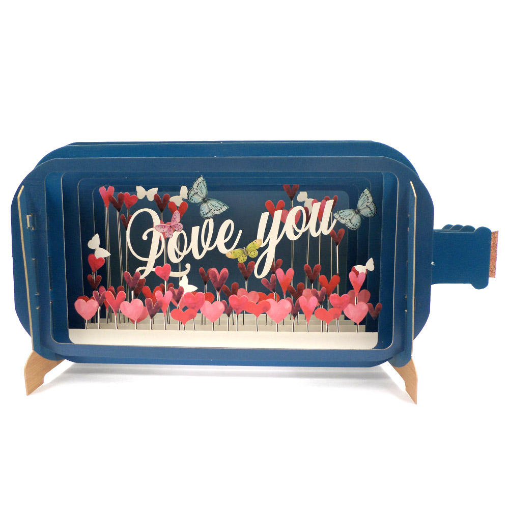 Love You Hearts Message in a Bottle Card