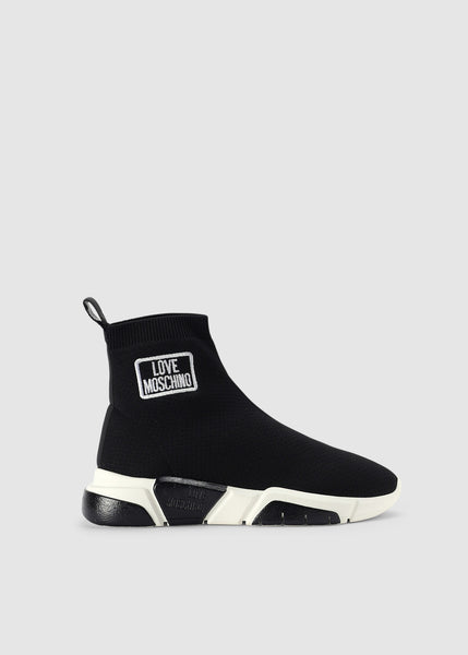 Love Moschino Womens Ankle Logo Sock Trainers In Black