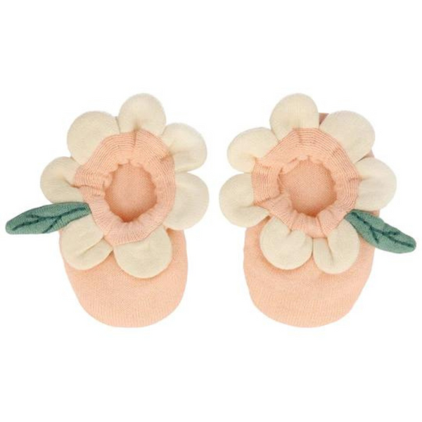 : Peach Daisy Baby Booties