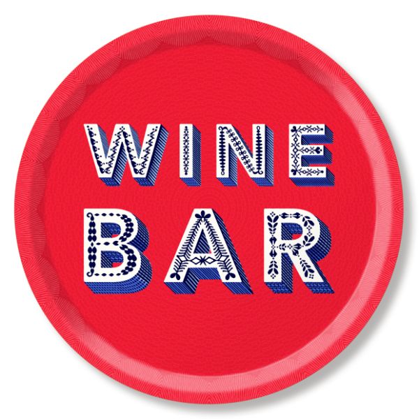 Jamida of Sweden Asta Barrington Word Collection Wine Bar Tray in Birch Ply in Red 39cm