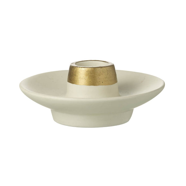 Gold And Ivory Ceramic Candle Holder