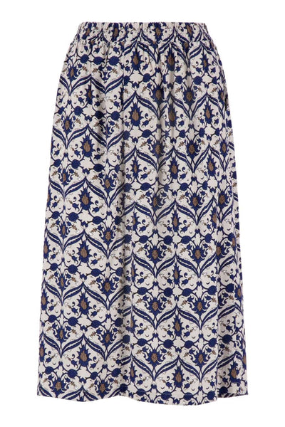 Skirt with print sand/cobalt blue