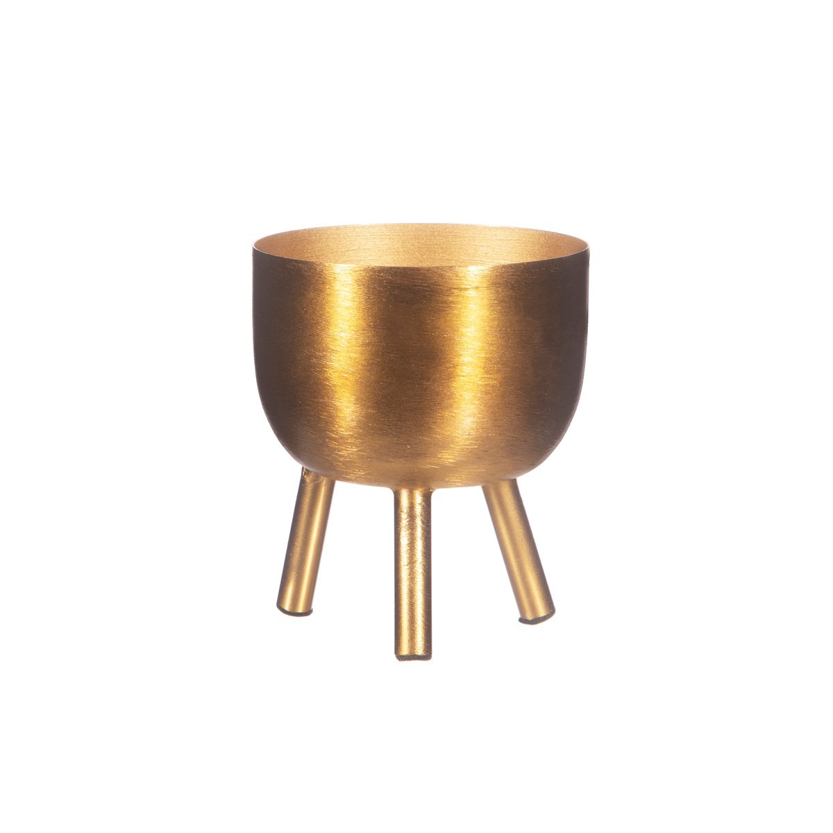 Matte Gold Metal Planter On Legs Small