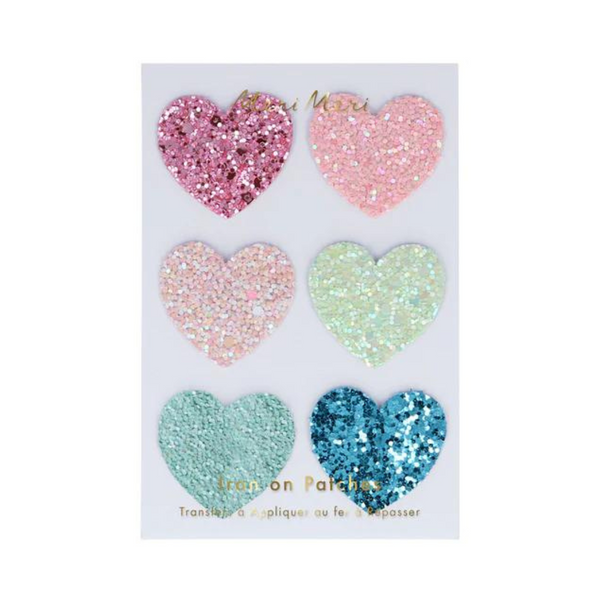 : Rainbow Glitter Heart Patches