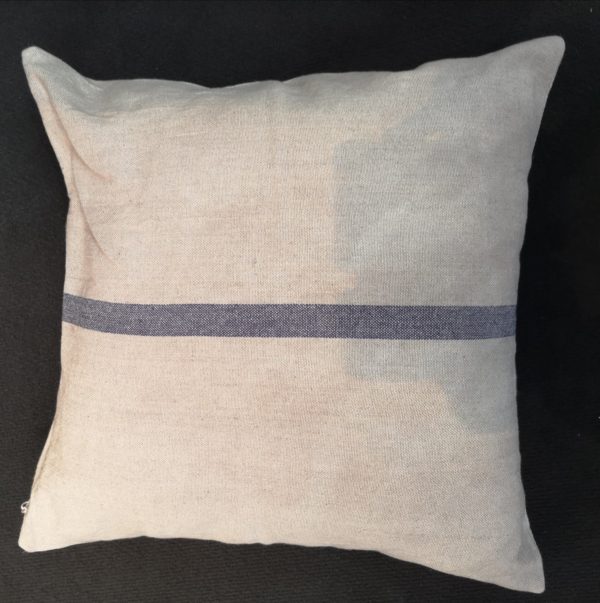 Linen Square Cushion Thin Blue Stripe