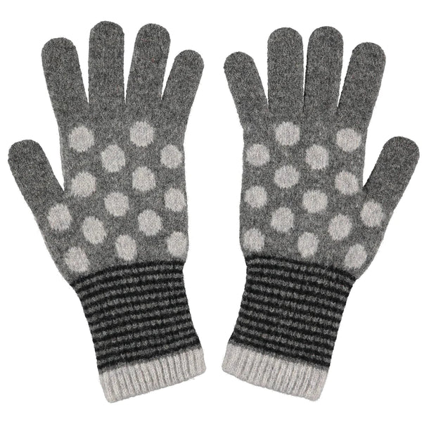 Lambswool Gloves With Grey Dots