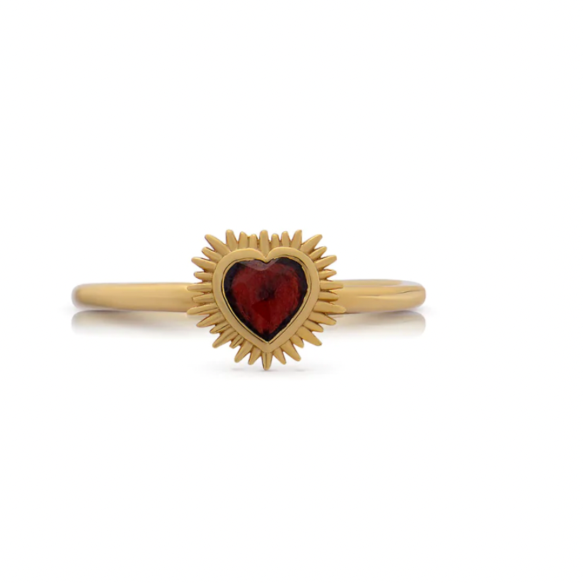 Rachel Jackson Electric Love Mini Garnet Heart Ring