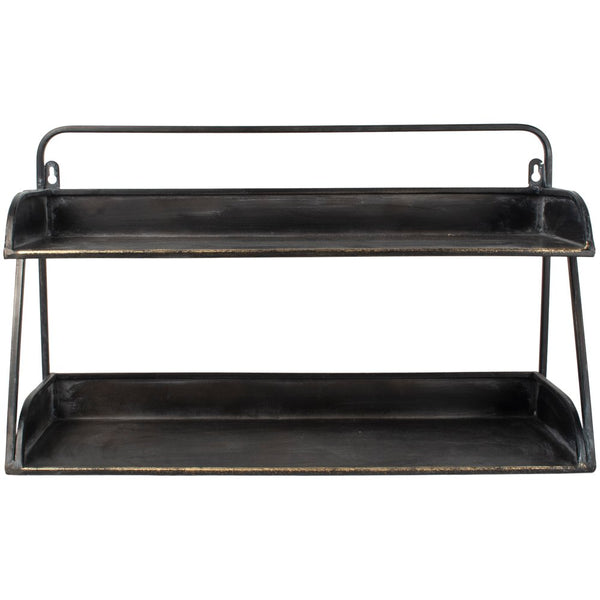 - 2 Shelf Desk Tidy Antique Black/brass