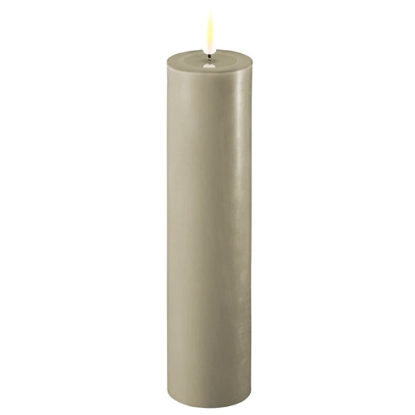 TUSKcollection Sand Grey Led Pillar Candle Sizes Available