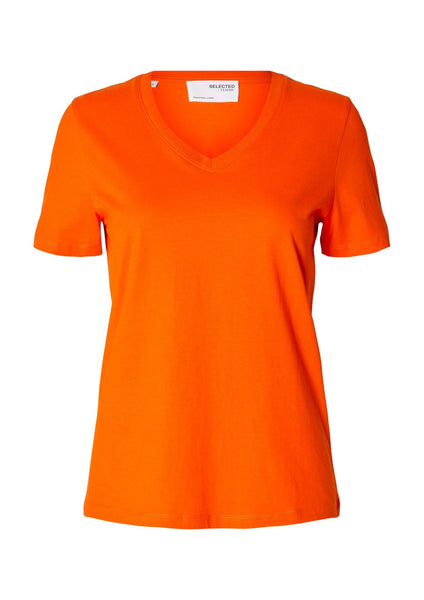 Selected Femme V-neck Tee Orange