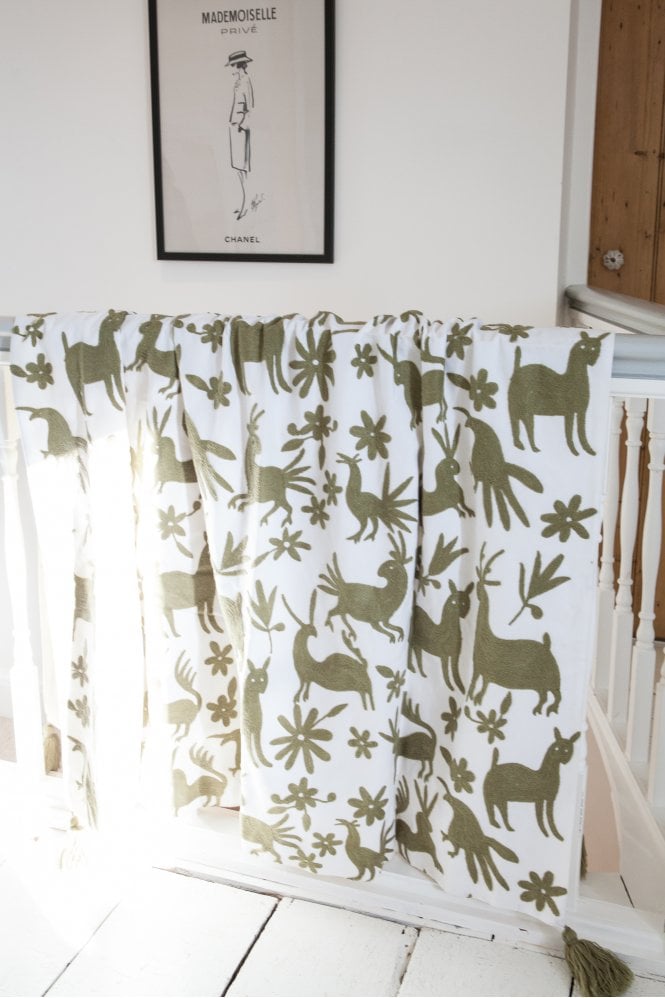 The Home Collection Embroidered Deer Throw In Sage