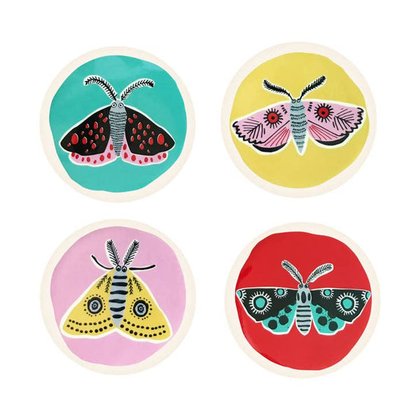 Hand-made Ceramic Moth Coasters - Boxed Set Of 4