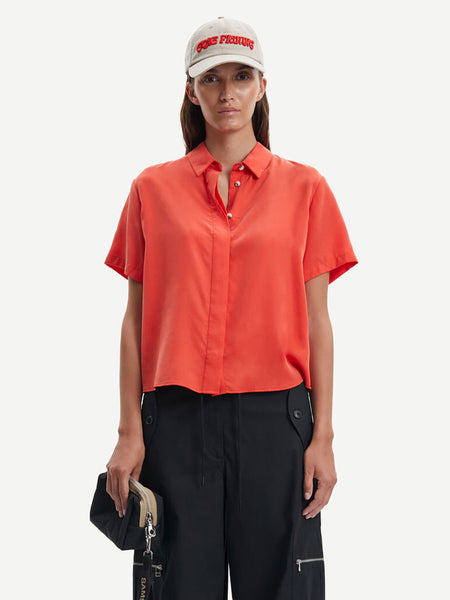 Mina Short Sleeve Shirt - Orange.com