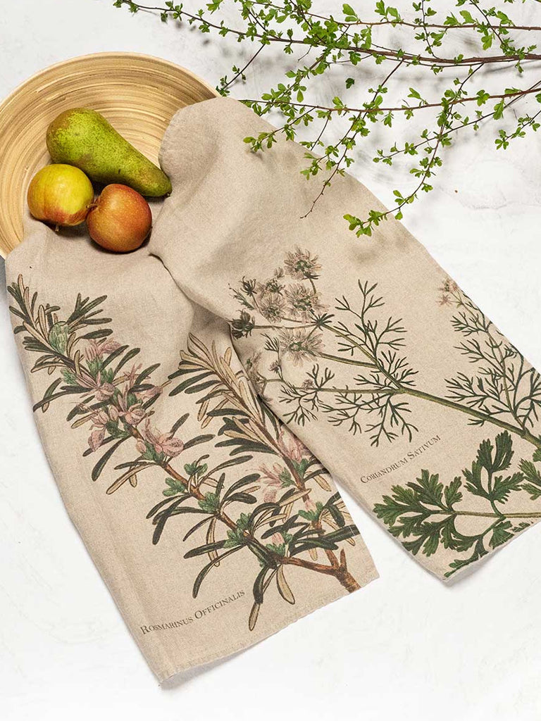 Rosemary And Coriander Tea Towels In Linen