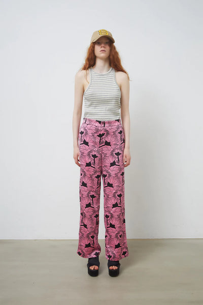 Orli Trousers - Black Pink Flowers