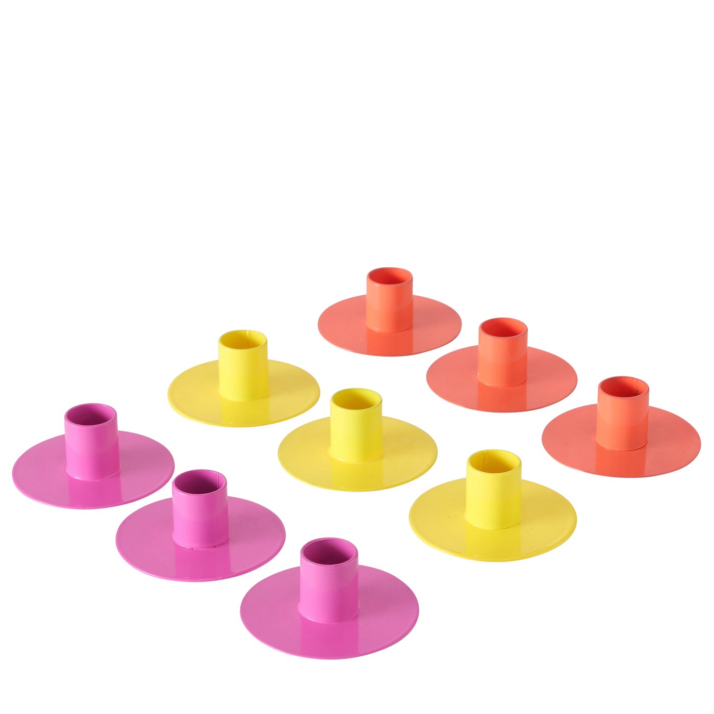 &Quirky Colour Pop Candle Holder : Set of 3 - Pink, Orange or Yellow