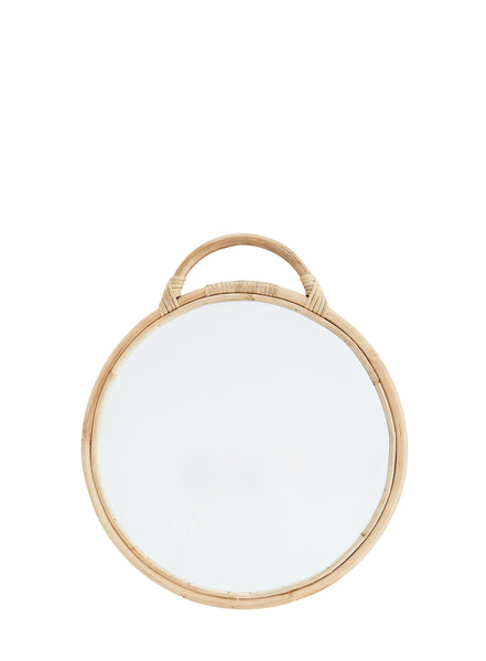 Madam Stoltz Bamboo Circular Wall Mirror with Handle