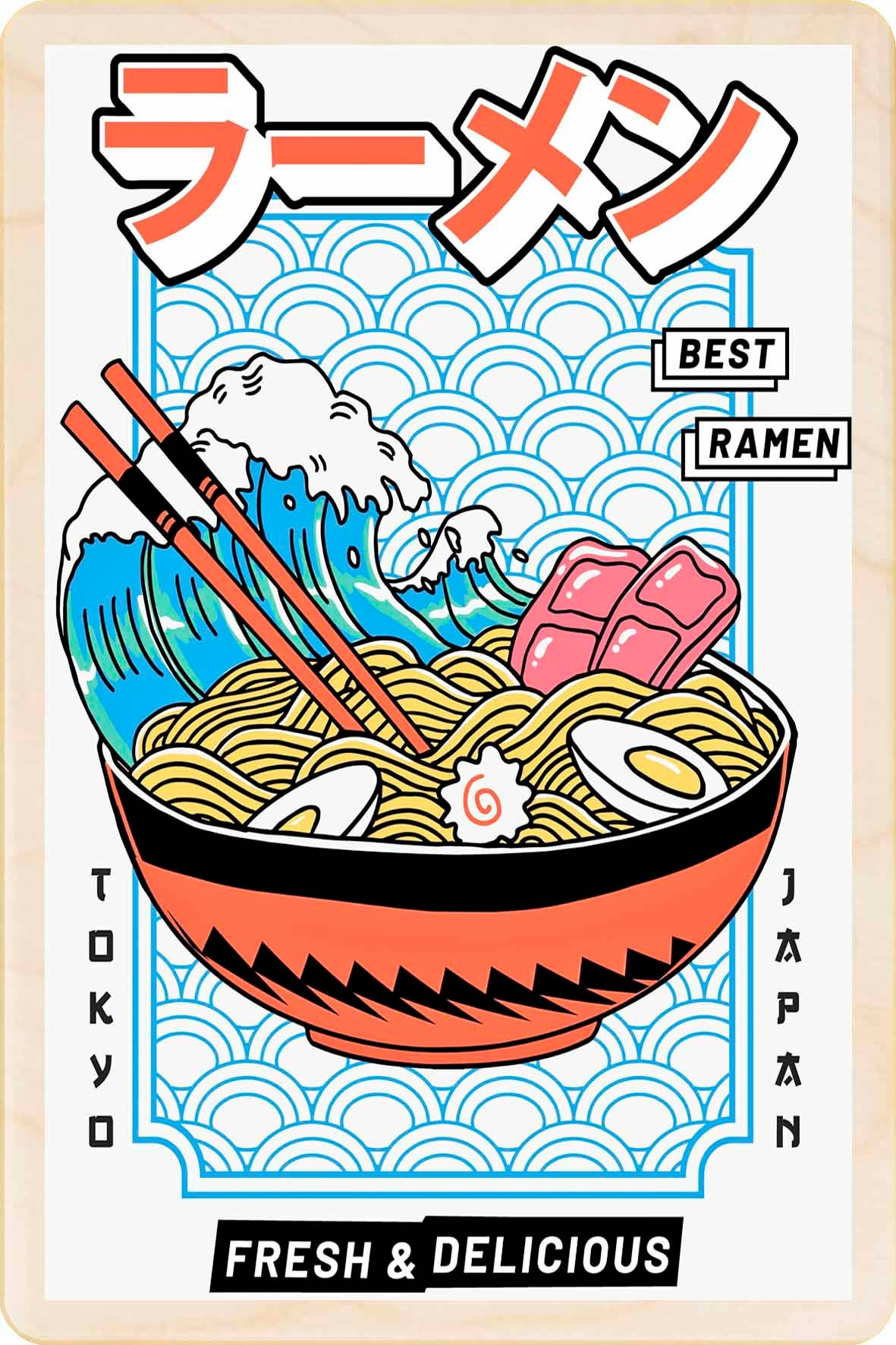 Best Ramen Wooden Postcard