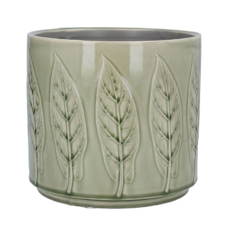 Gisela Graham Sage Bay Leaf Stoneware Pot Cover, Large