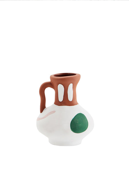 Madam Stoltz Terracotta, Rose and Green Hand Painted Abstract Vase