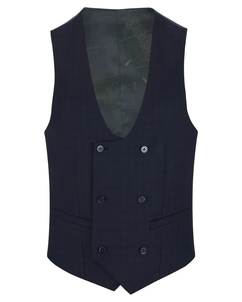 Laro Prince of Wales Shadow Check Suit Waistcoat - Navy