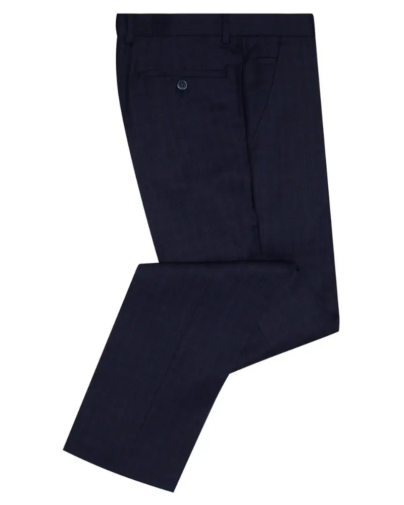Laro Prince of Wales Shadow Check Suit Trousers - Navy XF8369