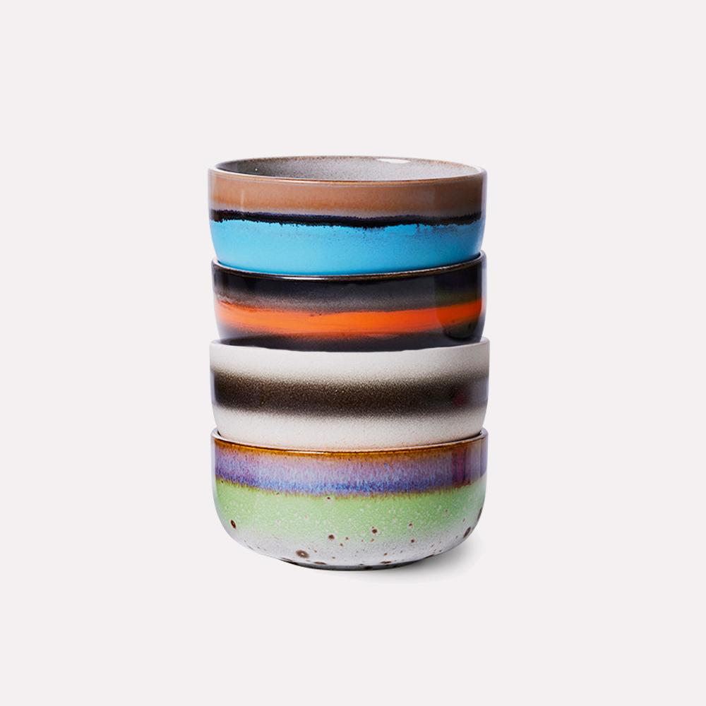 HK Living Ceramic 70's Dessert Bowls Freakout Set of 4