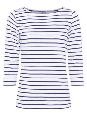 Great Plains Essential Jersey Top Optic White/navy Organic Cotton