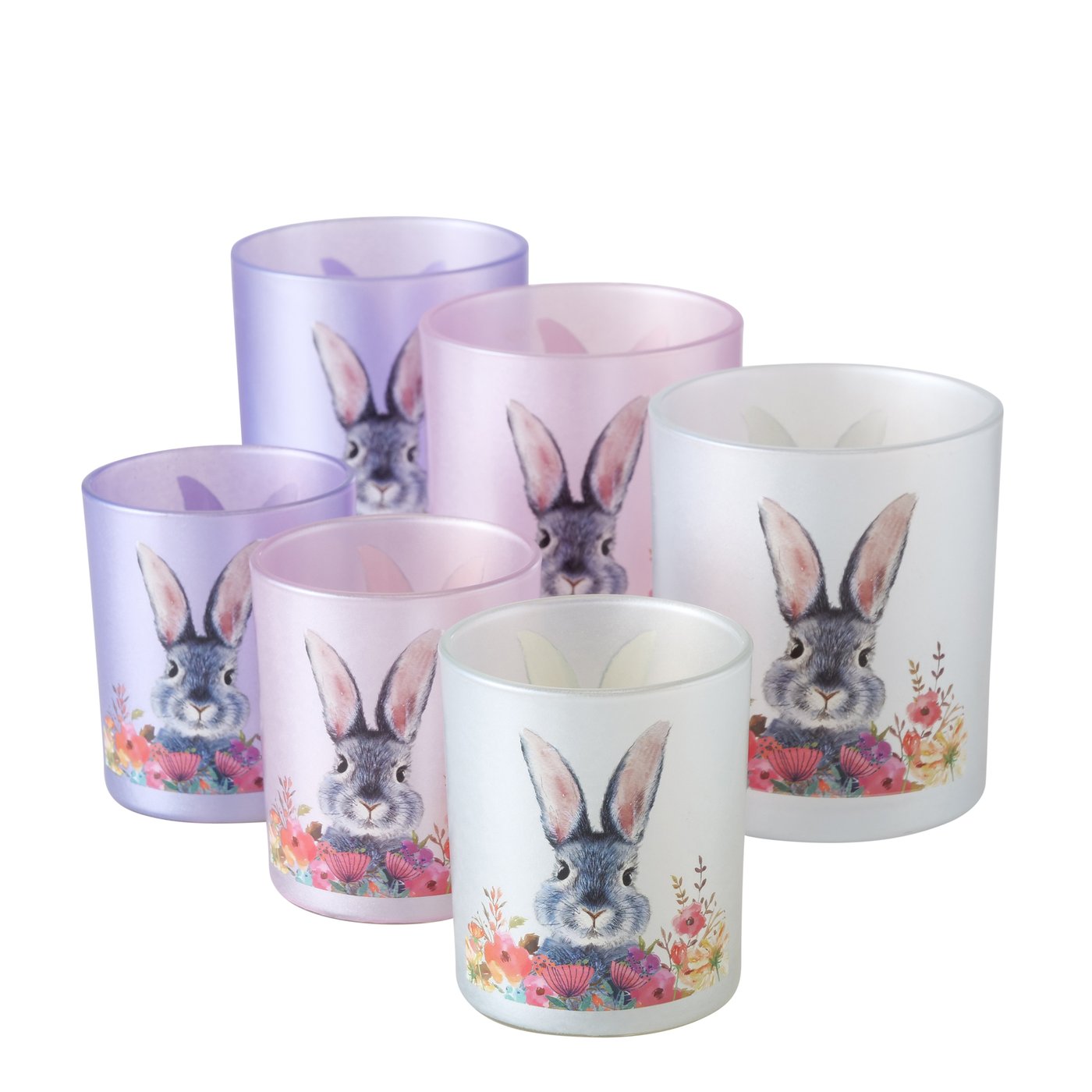 &Quirky Puschel Rabbit Tealight Holders : Set of 2 - White, Pink or Purple